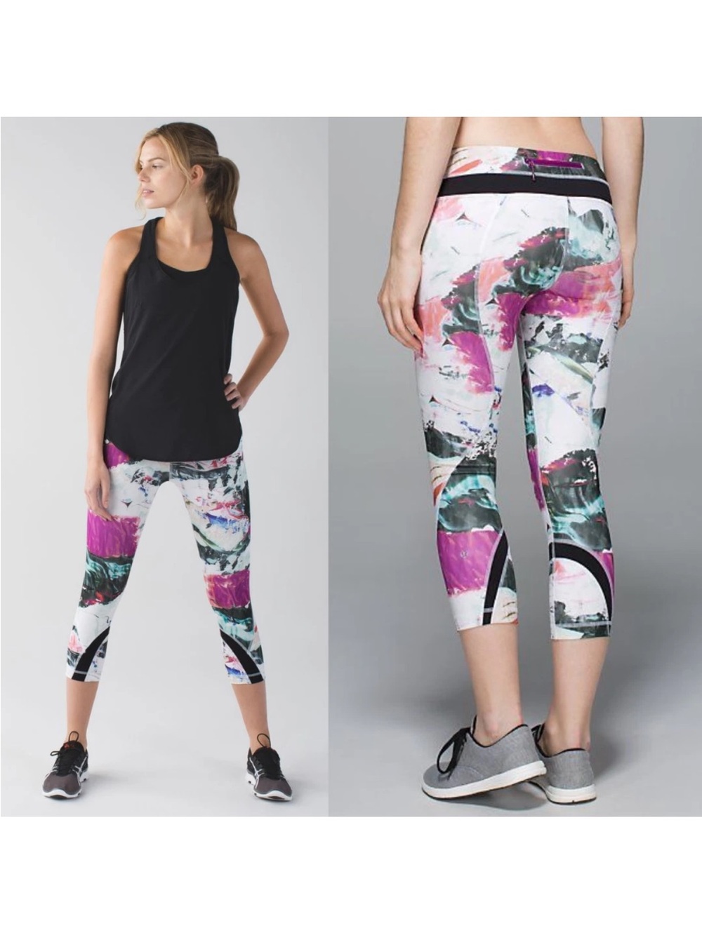 Lululemon Run Inspire Crop II leggings in the
"Pigment Wave Multi" print. Size 4